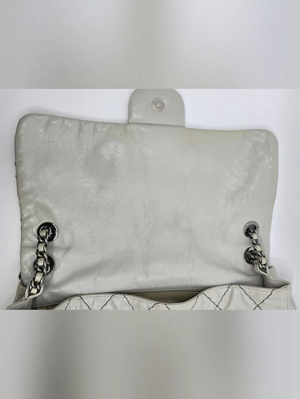 Chanel (2010) Glazed Goatskin Double Stitch Flap Maxi Bag